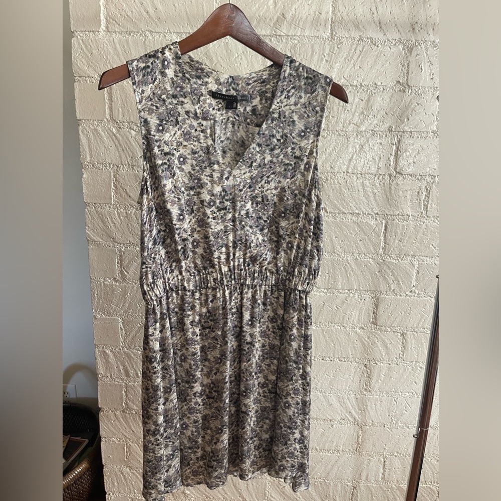 Theyskens' Theory Drajee Igem Silk Dress | Small | Gray | Floral | Sleeveless